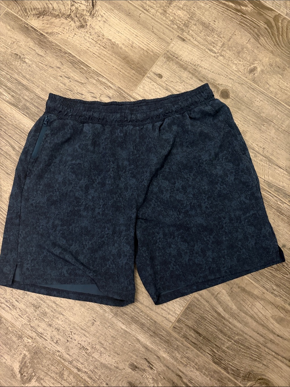 Men's Navy Patterned Athletic Shorts